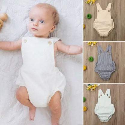 0-3y Baby Sommerkleid ung Neugeborene Baby Boy Mädchen Baumwolle Bodysuit gestreift solide lässige Overall Outfits Sonnen anzug.