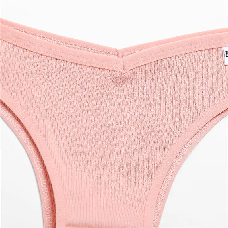 FINETOO 3/5Pcs Cotton Brazilian Panties Women's Panties Sexy V Waist T-Back Underwear Female Soft Underpants Lady Bikini Lingeri.