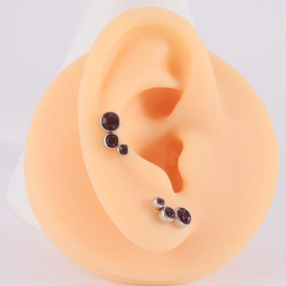 2PCS 361 Surgical Steel Crystal  Ear Tragus Cartilage Earrings 16G Three Zircon Lobe Helix Daith Earring Piercing Body Jewelry