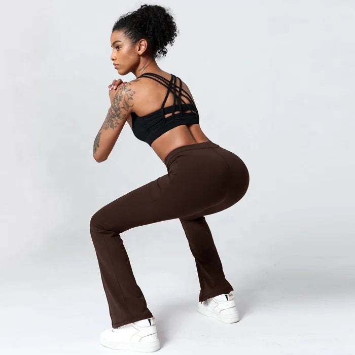 Luluyun Bottom Zipper up Leg Open Wide Leg Pants for Women Casual Elastic High Waist Loose Long Pants.