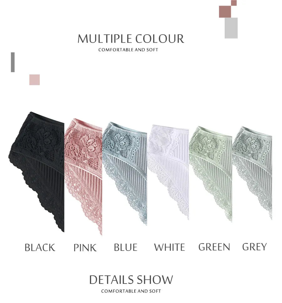 FINETOO 3Pcs/set Women Cotton Panties M-2XL Low-Rise Underwear Trendy Patchwork Lace Briefs Female Soft Underpants Lingerie 2022.