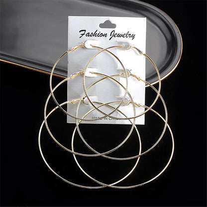 3pair/set Punk Hoop Earrings Set Big Circle Earrings Jewelry For Women Girls Steampunk Ear Clip Fashion Ear Ring Accessories New.