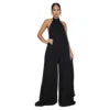 Women Fashion New Loose Sleeveless Solid Color Halter Sexy Backless Wide Leg Long Pants Lady Siamese Trousers Casual Jumpsuit.