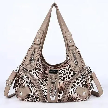 Angelkiss Women Handbags Leopard Shoulder Bag Top-handle Handbag Fashion Satchel Dumpling Shoulder Bag Tote Hobos Large Purse.