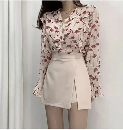 Mini Skirts Women Irregular Solid Side-slit Stretchy Korean Style Trendy Chic OL High Waist Female Bottom Popular Spring Autumn