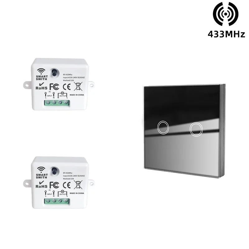 433 MHz intelligenter Lichtschalter Rf Wireless Touch Wandschalter mit Fernbedienung gehärtetes Glas Panel Schalter für Zuhause LED LAMPE 220 V.