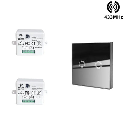 433 MHz intelligenter Lichtschalter Rf Wireless Touch Wandschalter mit Fernbedienung gehärtetes Glas Panel Schalter für Zuhause LED LAMPE 220 V.