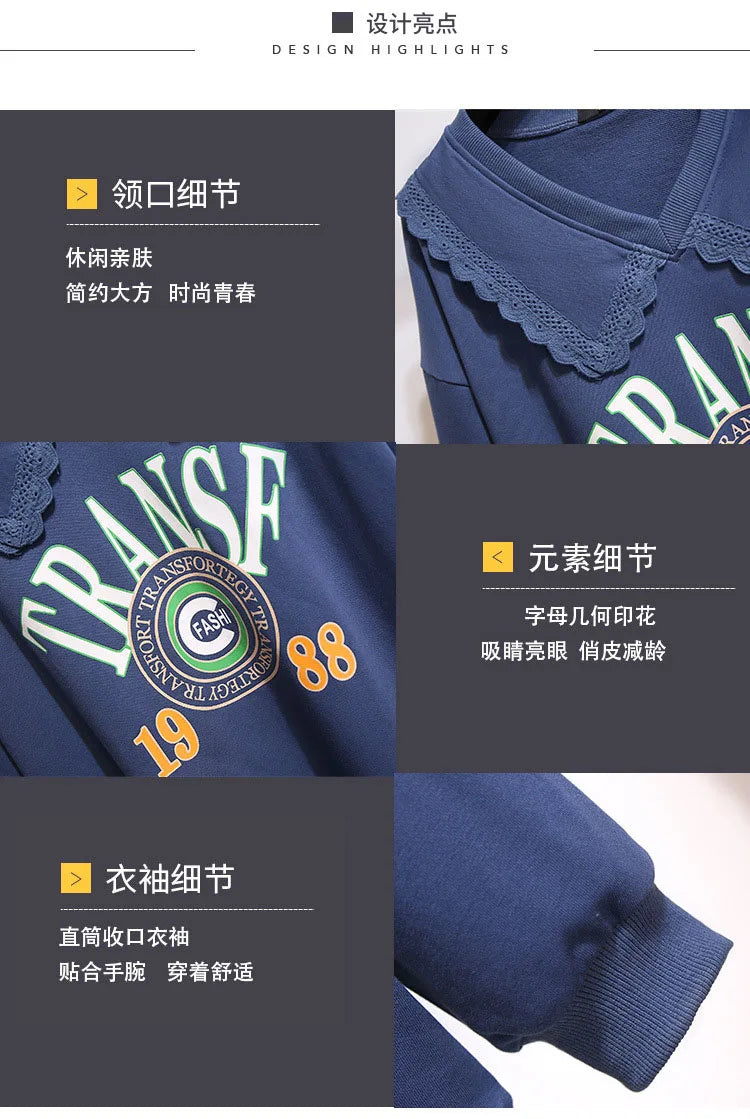 150Kg Plus Größe frauen Herbst Faul Stil Puppe Kragen Sweatshirts Fehlschlag 157cm 6XL 7XL 8XL 9XL 10XL lose Dünnen Langen Ärmeln Top.