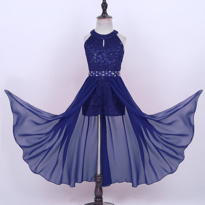 Kinder Mädchen Ärmellose Blumen Spitze Strass Party Kleid Dance Strampler für Schule Pageant Geburtstag Hochzeit Bühne Leistung.