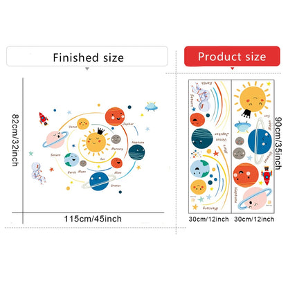 Cartoon Solar System PVC Wall Stickers Children Room Decoration Boy Kids Room Wall Decor Nursery Decorate DIY Art Murals Home.