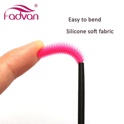 Fadvan 50Pcs/Pack Silicone Brushes Disposable Eyelash Tool Comb Mascara Wands Makeup Brushes Individual Applicator Kit for Eye.