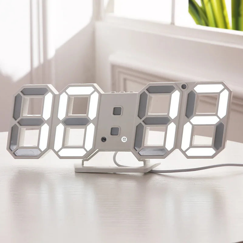 3D LED Wanduhr Modernes Design Digitale Tischuhr Alarm Nachtlicht Saat Wanduhr für Wohnkultur Wohnzimmer