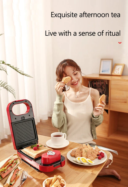 220V Electric Sandwich Maker Timed Waffle Maker Toaster Baking Multifunction Breakfast Machine takoyaki Pancake Sandwichera 600W.