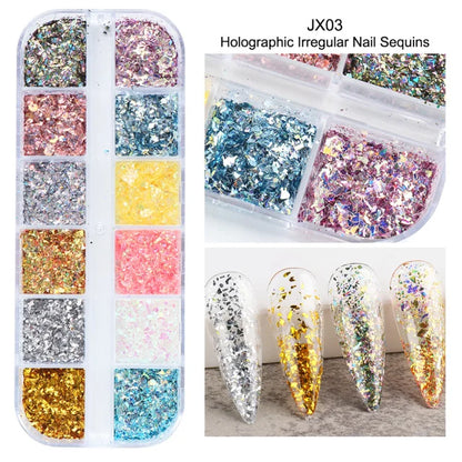 1 Set Mixed Color 3D Ultrathin Sequins Nail Glitter Flakes 1/2/3mm Sparkly DIY Tips Dazzling Paillette Nail Art Decorations TRP