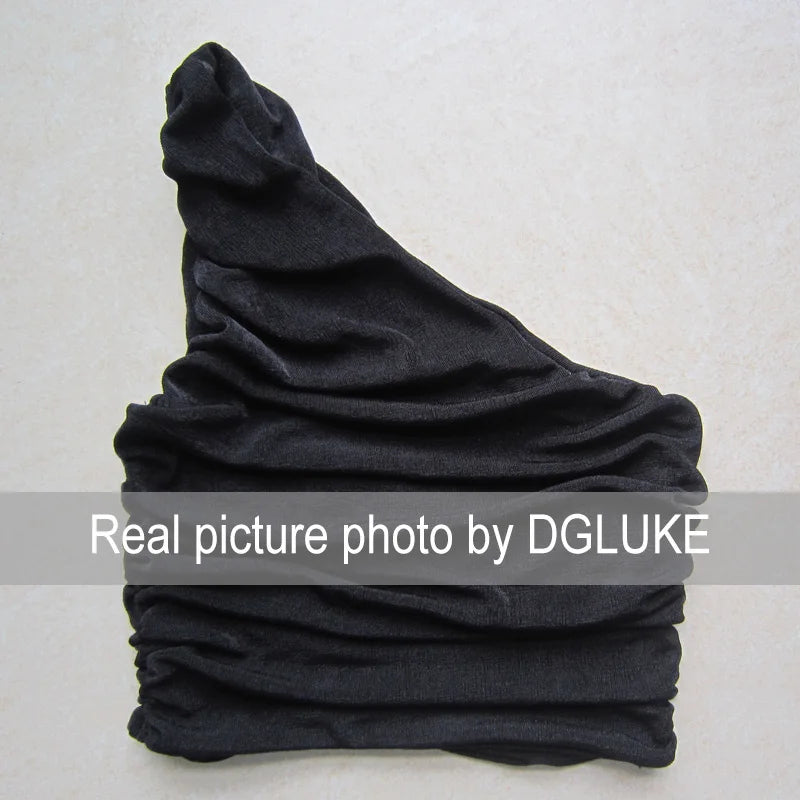 White Tank Top For Women Ruched One Shoulder Crop Top Female Elegant Summer Tops Holiday Beach Cami Top Y2K 2000s.