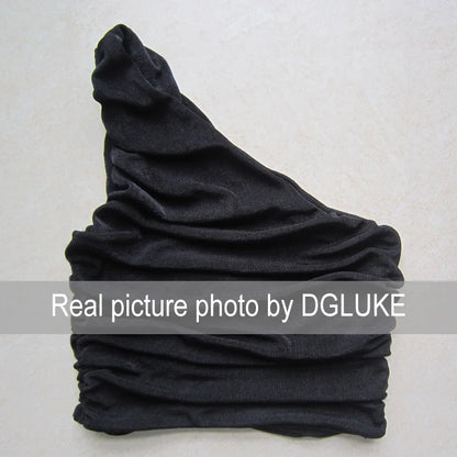 White Tank Top For Women Ruched One Shoulder Crop Top Female Elegant Summer Tops Holiday Beach Cami Top Y2K 2000s.