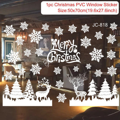 2025 Merry Christmas Wall Sticker Window Glass Merry Christmas Decor for Home Living Room Wall Decor 2026 Happy New Year Sticker