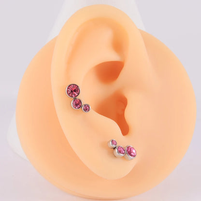 2PCS 361 Surgical Steel Crystal  Ear Tragus Cartilage Earrings 16G Three Zircon Lobe Helix Daith Earring Piercing Body Jewelry