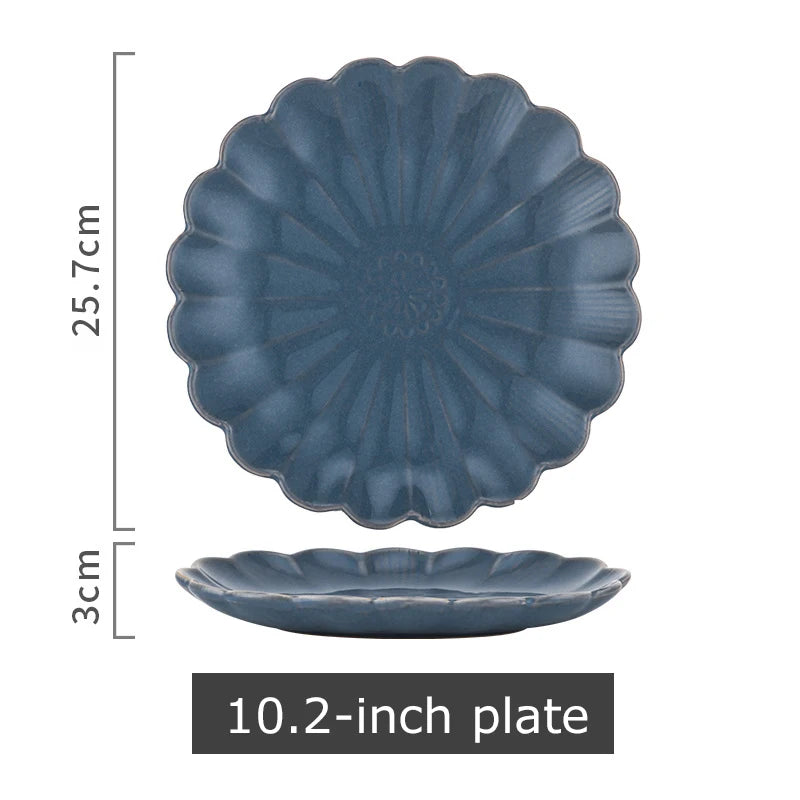 1pc Japanese Dinnerware Ceramic White Blue Dinner Plate Serving Dishes Rice Ramekin Sauce Bowl Microwave Safe