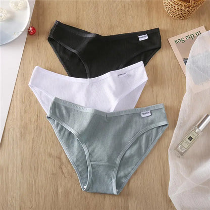FINETOO 4Pcs/Set M-4XL Cotton Panties Female Underpants Sexy Panties for Women Briefs Underwear Plus Size Pantys Lingerie.