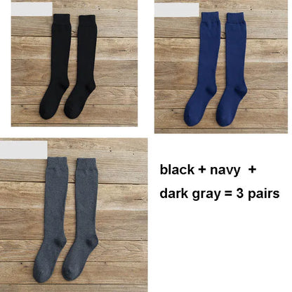 6PCS=3Pairs Men's Winter Compression Stocking Warm Hot Knee High Long Leg Terry Socks Warm Thicken Cover Calf Socks Size 38-44.