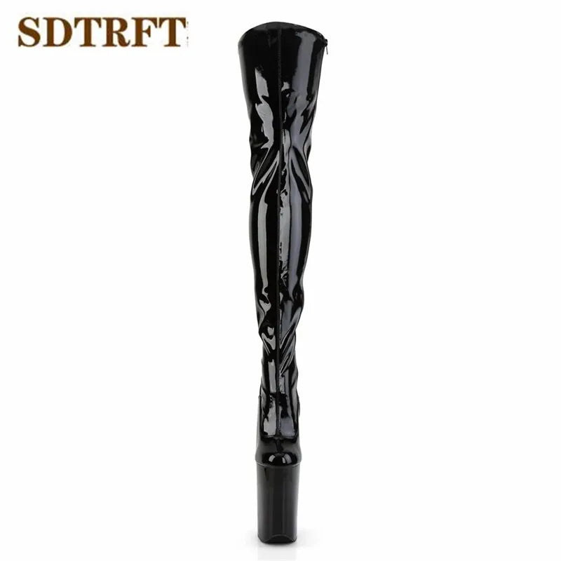 SDTRFT Spring Autumn Fashion Botas Mujer 23cm Thin High Heels Over The Knee Boots Round Toe Lace Up Shoes Woman Wedding Pumps.