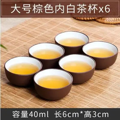 Handmade Dragon Ceramic Tea Cup, Purple Clay Cup, Kungfu Teaset, Small and Large, Tea Accessories, 6 PCs/Pack.