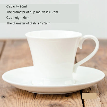 Pure White Bone China Coffee Cup Ceramic Simple Nordic Latte Cups Creative Fancy Afternoon Tea Cafe Coffee Cup and Saucer Spoon