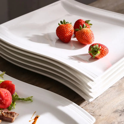 MALACASA 6/12 Piece Flora 10.25" Ivory White Porcelain China Ceramic Cream White Dinner Plates for Dinner/Cake/Beef/Pasta/Fruit.