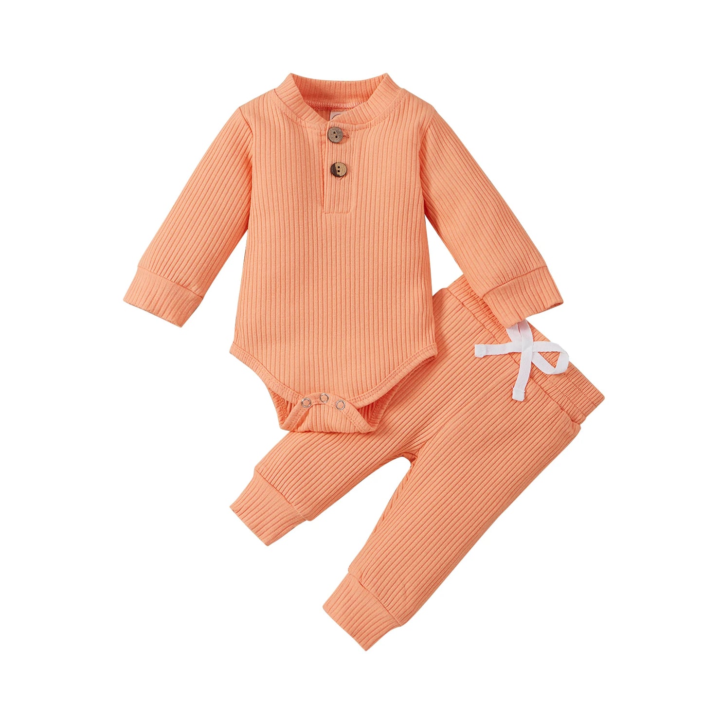 16 Colors Baby Solid Knit Sets Newborn Infant Girls Boys Fall Winter Long Sleeve Romper + Elastic Pants Toddler Outfit 0-24M