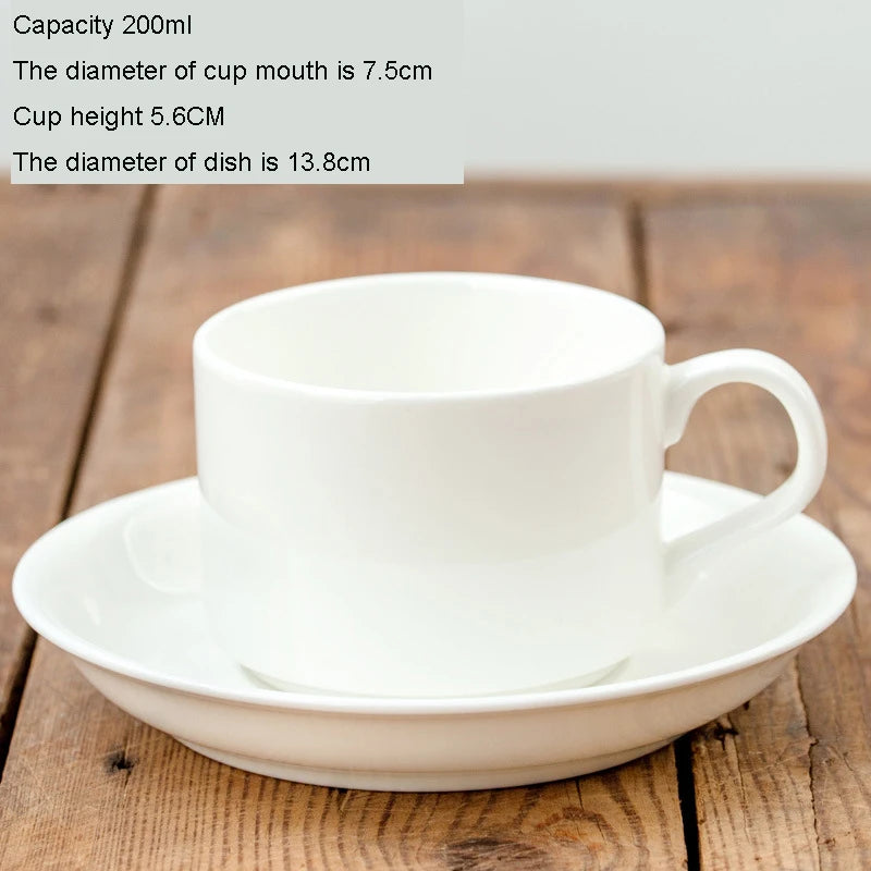 Pure White Bone China Coffee Cup Ceramic Simple Nordic Latte Cups Creative Fancy Afternoon Tea Cafe Coffee Cup and Saucer Spoon