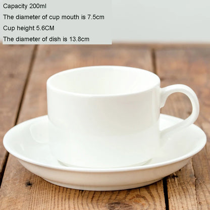 Pure White Bone China Coffee Cup Ceramic Simple Nordic Latte Cups Creative Fancy Afternoon Tea Cafe Coffee Cup and Saucer Spoon