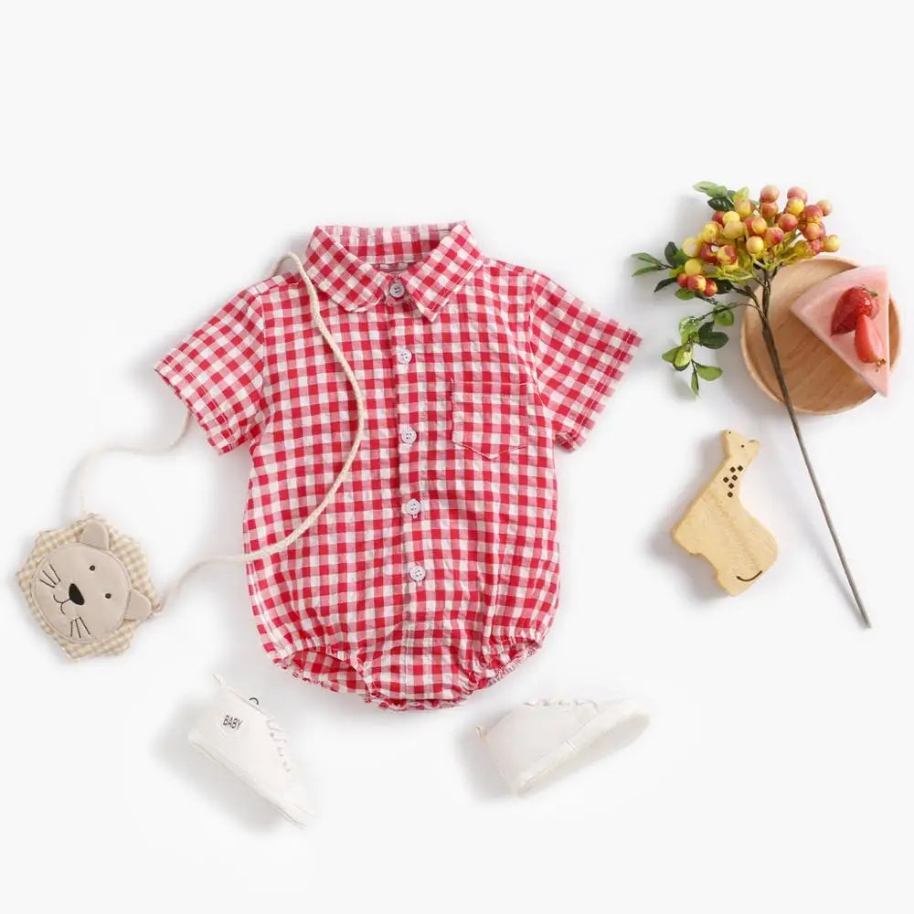 Sanlutoz Sommer Baby Jungen Bodys Baumwolle Baby Kleidung Plaid Mode Kurzarm Kleinkinder Kleidung Casual.
