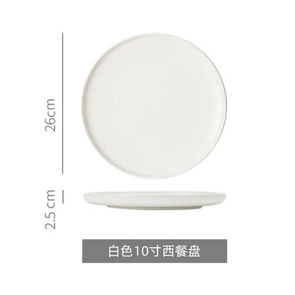 Nordic Ceramic Western Dinner Plate Steak Plate Creative Western Breakfast Plate Flat White Household Dinner Plate Dish