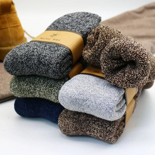 Winter Men's Merino Wool Socks Super Thick Warm High Quality Harajuku Retro Snow Casual Antifreeze Cashmere Socks Men 3 Pair.