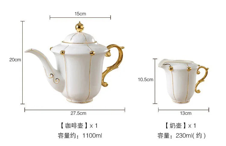 Bone China Coffee Set Europe Porcelain Tea Set Simple Ceramic Pot Creamer Sugar Bowl Teatime Teapot Coffee Cup Mug Coffeeware.