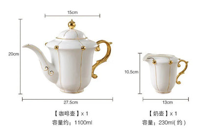 Bone China Coffee Set Europe Porcelain Tea Set Simple Ceramic Pot Creamer Sugar Bowl Teatime Teapot Coffee Cup Mug Coffeeware.