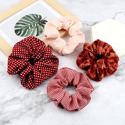 5Pcs/Lot Girl Pink Red Hair Band Accessories Fashion Large Hair Ties Solid Color Elastic Scrunchies For Women Ponytail Hairstyle.