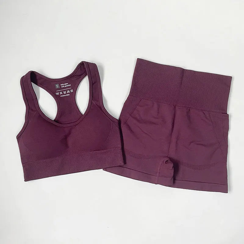 High Waist Elastic Seamless Yoga Wear Women Fitness Clothes Gym Clothing Workout Set Long Sleeve Crop Top Leggings Sports Suit