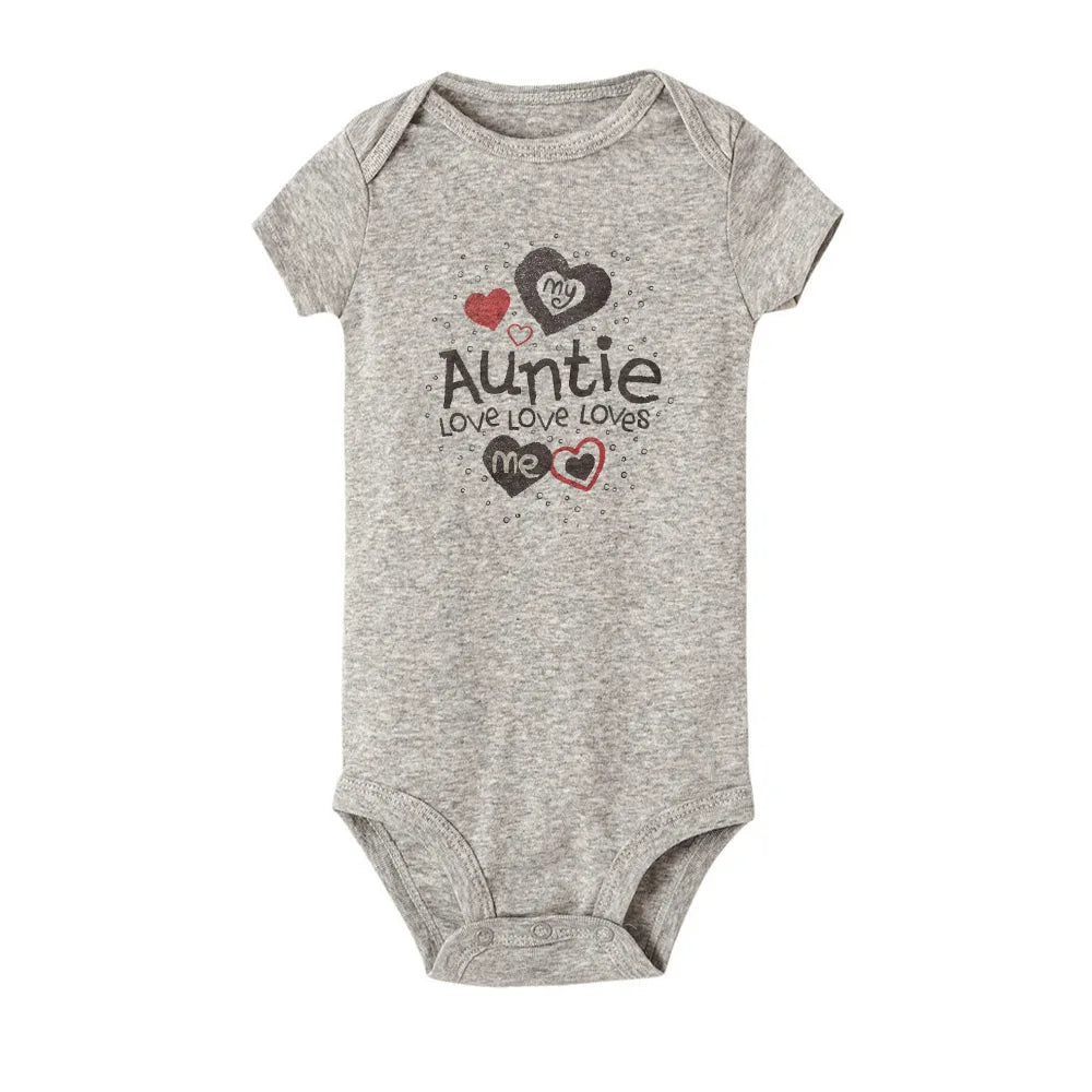 ICH LIEBE DICH ZUM MOND UND ZURÜCK & My Auntie Liebt Mich Gedruckt Jungen Mädchen Infant Playsuits Ein Stück schöne Baby Kid Romper Body.