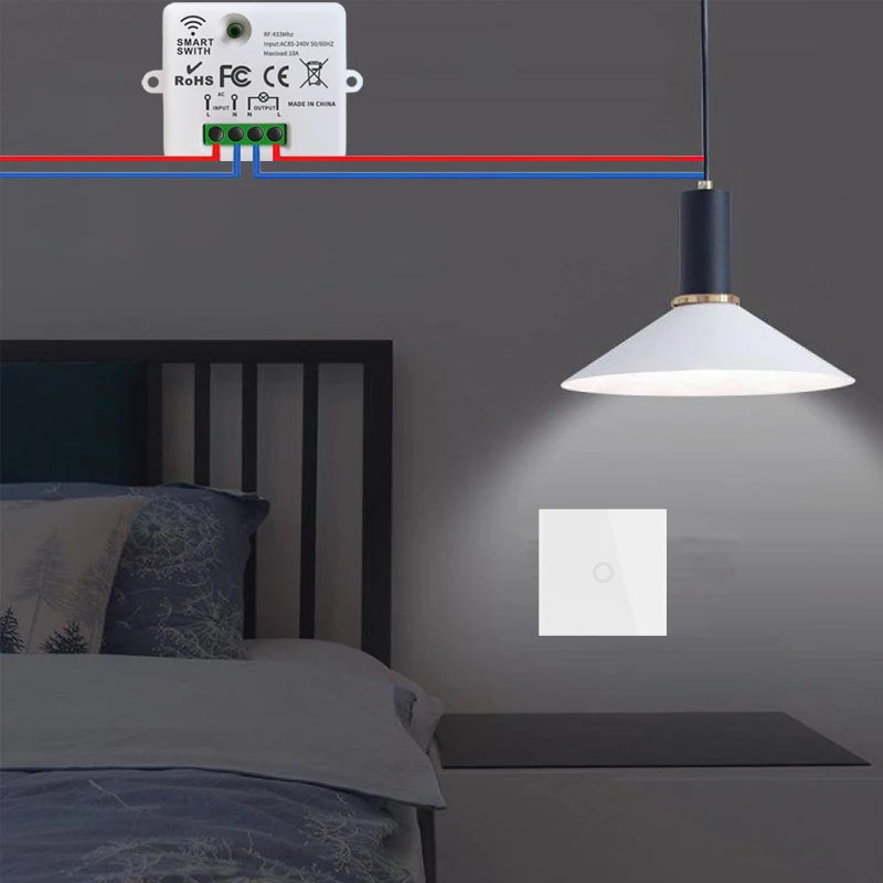 433 MHz intelligenter Lichtschalter Rf Wireless Touch Wandschalter mit Fernbedienung gehärtetes Glas Panel Schalter für Zuhause LED LAMPE 220 V.