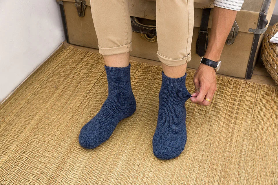 Winter Men's Merino Wool Socks Super Thick Warm High Quality Harajuku Retro Snow Casual Antifreeze Cashmere Socks Men 3 Pair.