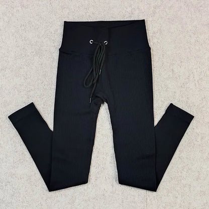 Ribbed Yoga Leggings Sports Tights Women Seamless Knit Yoga Pants White Femme Gym Leggings Skinny Workout Fitness Push Up