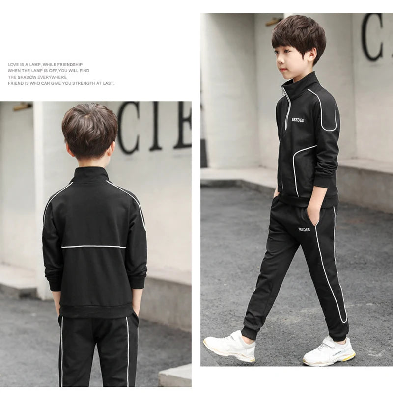 Spring Autumn Teenager Boys Clothing Sets Child Fashion Letter Sweatshirt + Pants 2Pcs Kids Tracksuit 4 5 6 7 8 9 10 11 12 Years.