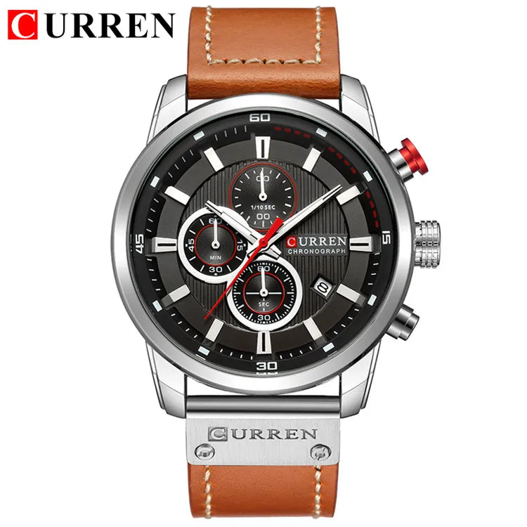 CURREN Brand Watch Men Leather Sports Watches Men's Army Military Quartz Wristwatch Chronograph Male Clock Relogio Masculino