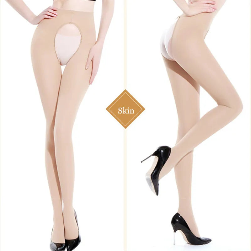 DOIAESKV Women Tights Plus Size 120D Autumn Winter Warm Pantyhose Crotchless High Waist Female Stretchy Slim Skinny Open Tights