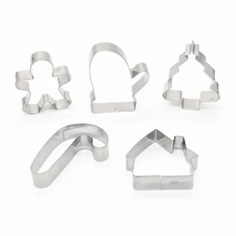 5Pcs/set Christmas Cookie Cutter Gingerbread Xmas Tree Mold Christmas Cake Decoration Tool Navidad Gift DIY Baking Biscuit Mould.