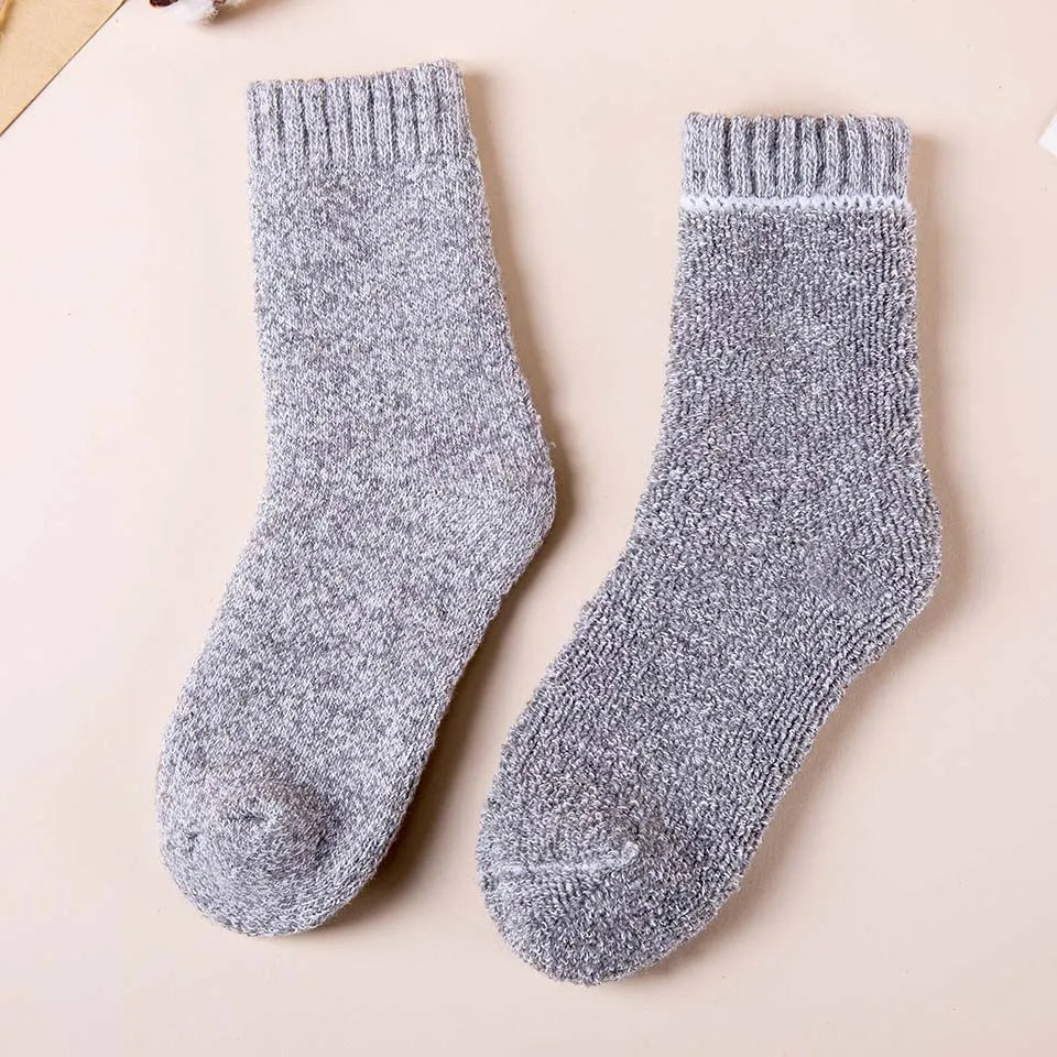 Winter Men's Merino Wool Socks Super Thick Warm High Quality Harajuku Retro Snow Casual Antifreeze Cashmere Socks Men 3 Pair.