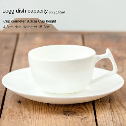 Pure White Bone China Coffee Cup Ceramic Simple Nordic Latte Cups Creative Fancy Afternoon Tea Cafe Coffee Cup and Saucer Spoon.