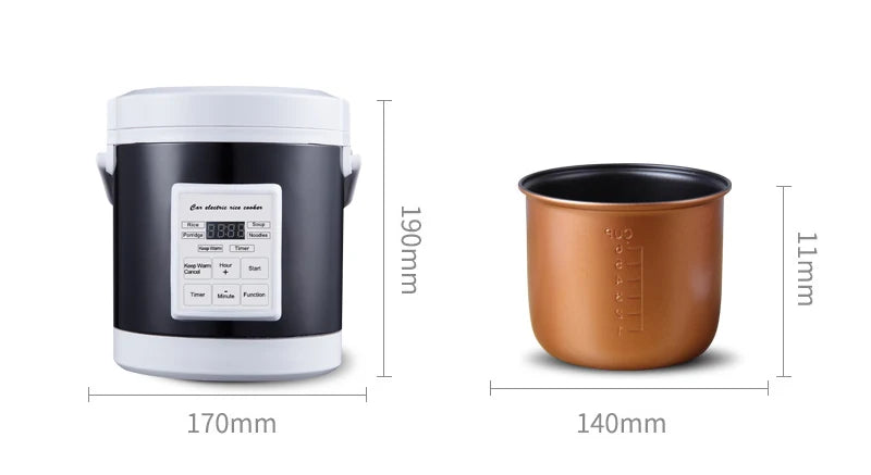 12V 24V Mini Car Rice Cooker 1.6L  car trucks electric soup porridge cooking machine food steamer warmer fast heating lunch box.